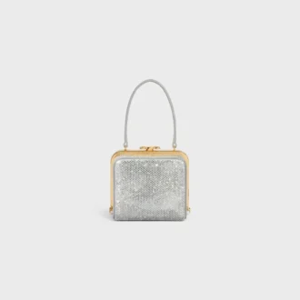 CELINE Lana Minaudiere i mocka av kalvskinn med strass
