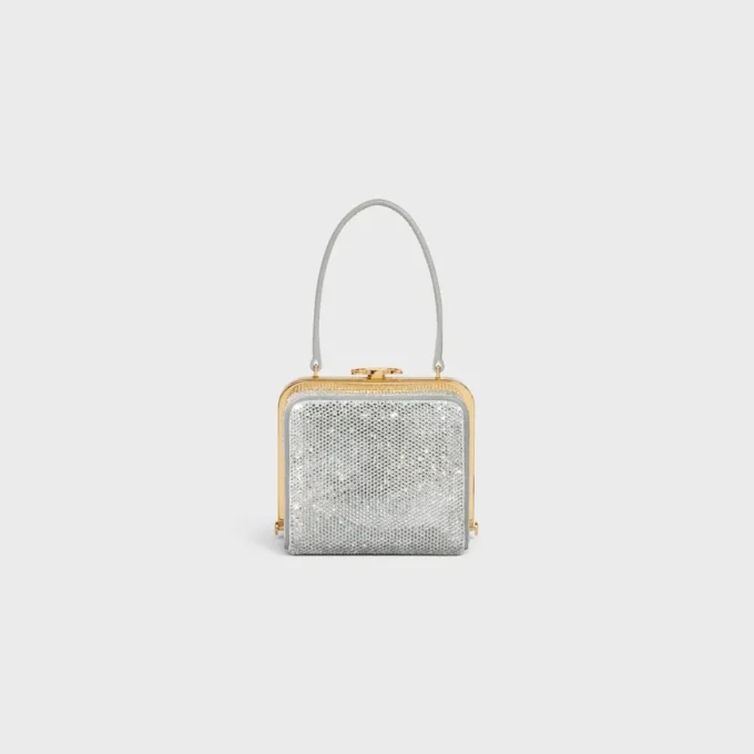CELINE Lana Minaudiere i mocka av kalvskinn med strass CELINE Lana Minaudiere i mocka av kalvskinn med strass