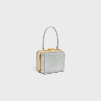 CELINE Lana Minaudiere i mocka av kalvskinn med strass