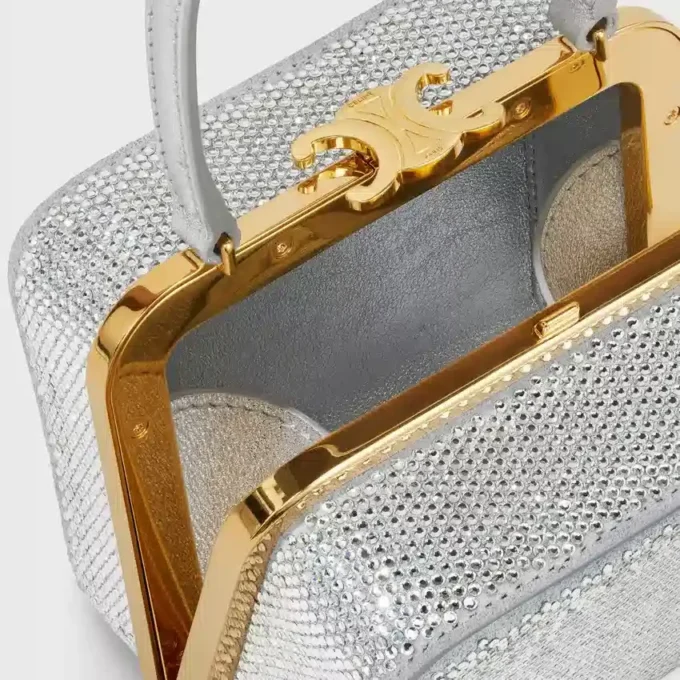 CELINE Lana Minaudiere i mocka av kalvskinn med strass CELINE Lana Minaudiere i mocka av kalvskinn med strass