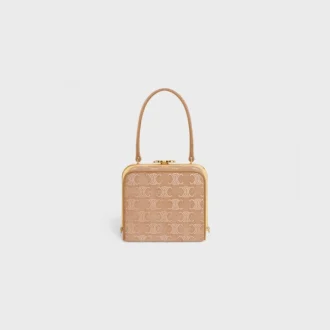 CELINE Lana Minaudiere i mocka av kalvskinn med Triomphe Strass