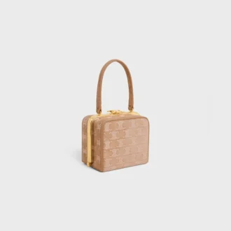 CELINE Lana Minaudiere i mocka av kalvskinn med Triomphe Strass