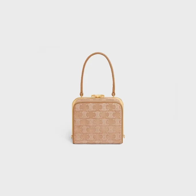 CELINE Lana Minaudiere i mocka av kalvskinn med Triomphe Strass CELINE Lana Minaudiere i mocka av kalvskinn med Triomphe Strass