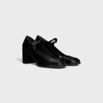 CELINE Lily Perforated Triomphe Babies i lackat kalvskinn
