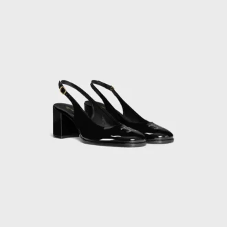 CELINE Lily Perforated Triomphe Slingback i lackat kalvskinn