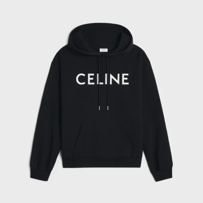 CELINE lös hoodie i bomullsfleece