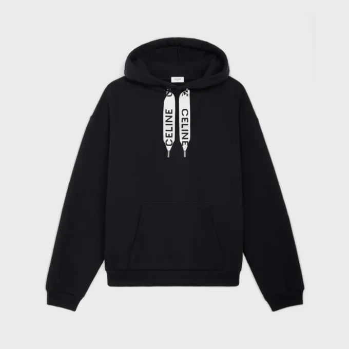 CELINE lös hoodie i bomullsfleece