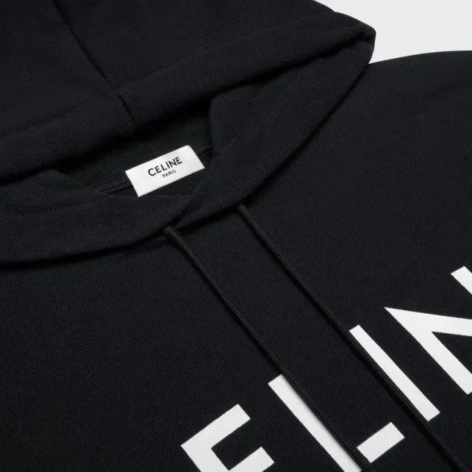 CELINE lös hoodie i bomullsfleece