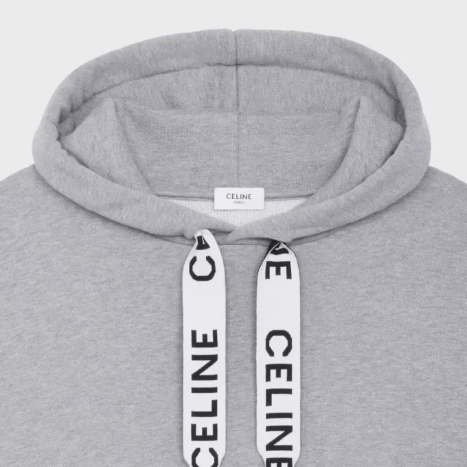 CELINE lös hoodie i bomullsfleece