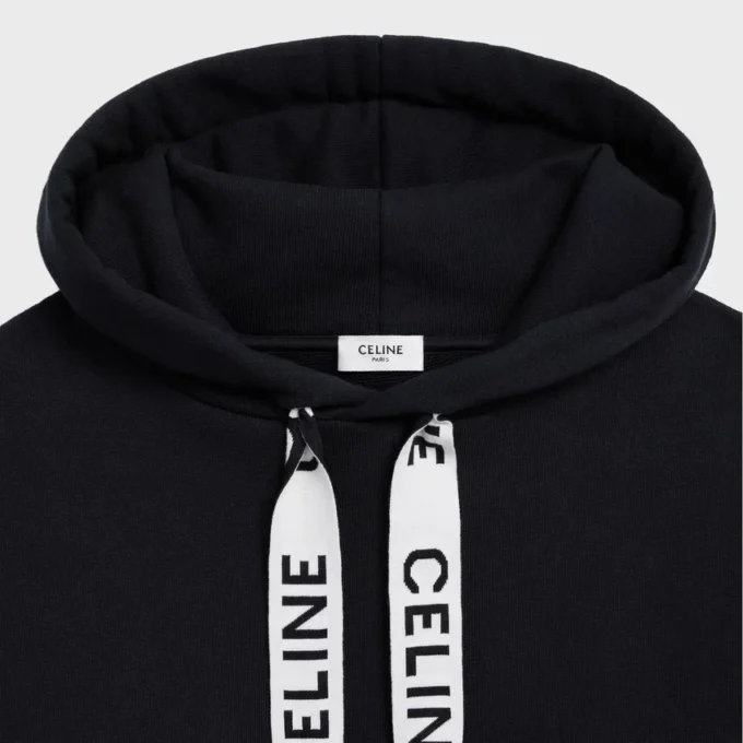 CELINE lös hoodie i bomullsfleece