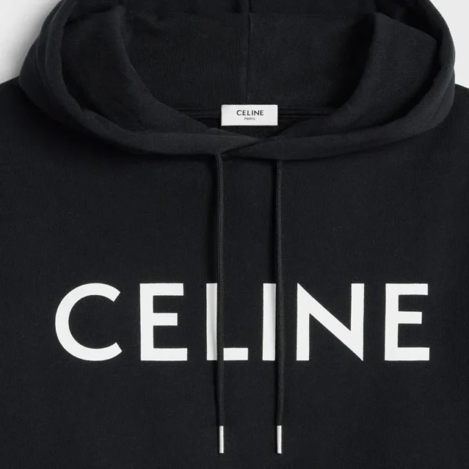 CELINE lös hoodie i bomullsfleece