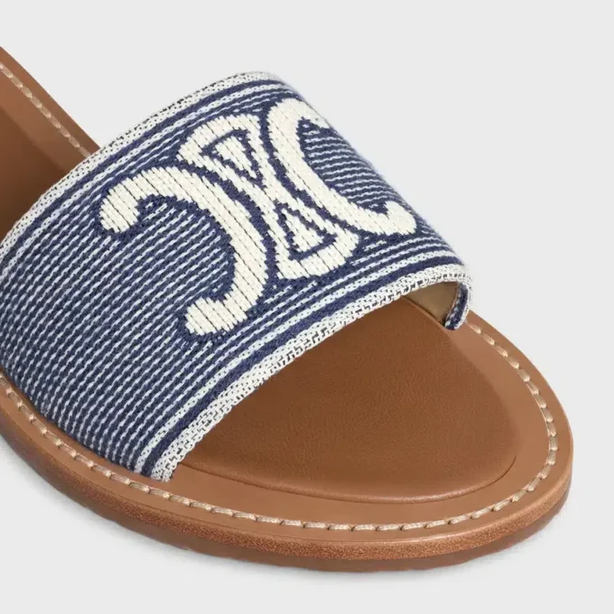 CELINE Lympia Mule i randigt tyg med Triomphe CELINE Lympia Mule i randigt tyg med Triomphe