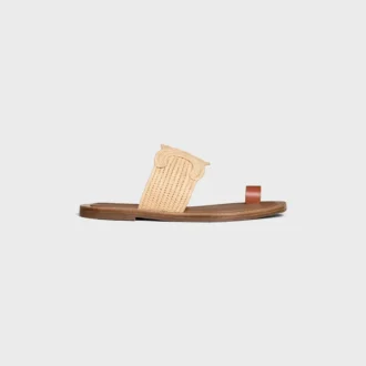 CELINE Lympia-sandal i raffia och kalvskinn