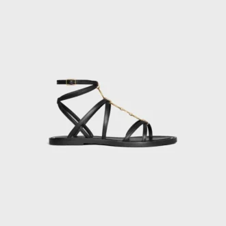 CELINE Lympia sandal med remmar och smycken i kalvskinn