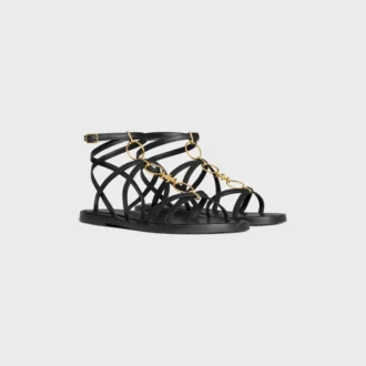CELINE Lympia sandal med remmar och smycken i kalvskinn