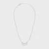CELINE Monochroms halsband i glaspärlor och mässing med rodiumfinish