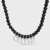 CELINE Monochroms pärlhalsband i onyx och mässing med rodiumfinish