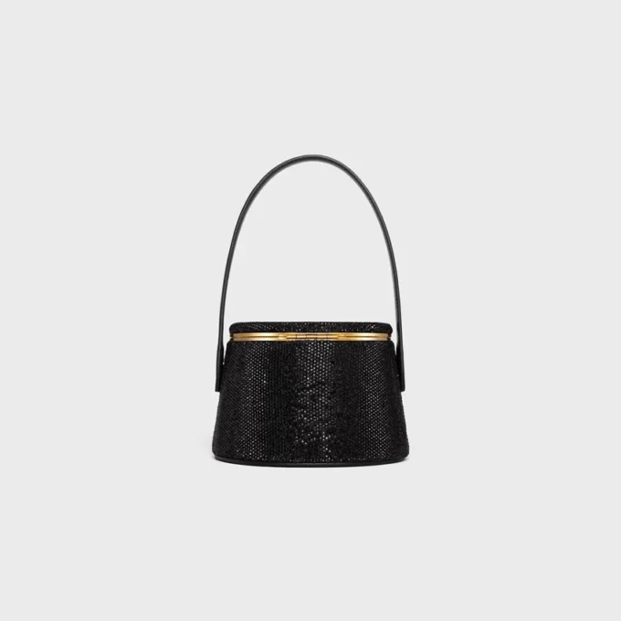 CELINE Nina Minaudiere i mocka av kalvskinn med strass CELINE Nina Minaudiere i mocka av kalvskinn med strass