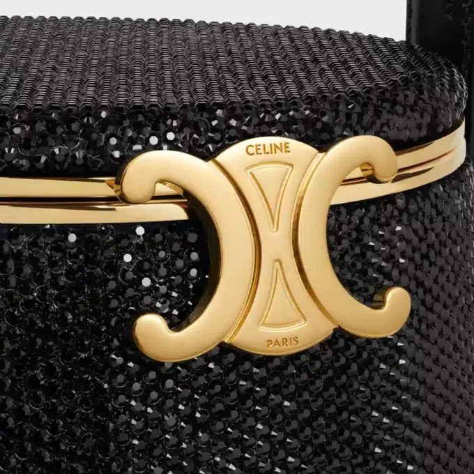 CELINE Nina Minaudiere i mocka av kalvskinn med strass CELINE Nina Minaudiere i mocka av kalvskinn med strass