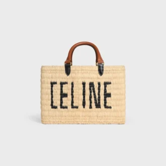 CELINE Paris Panier  i raffia och kalvskinn