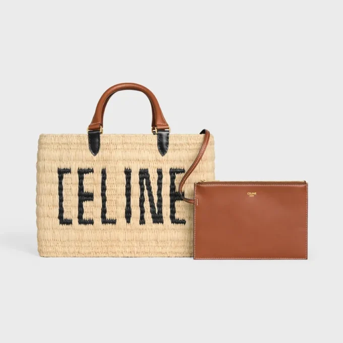 CELINE Paris Panier i raffia och kalvskinn CELINE Paris Panier i raffia och kalvskinn