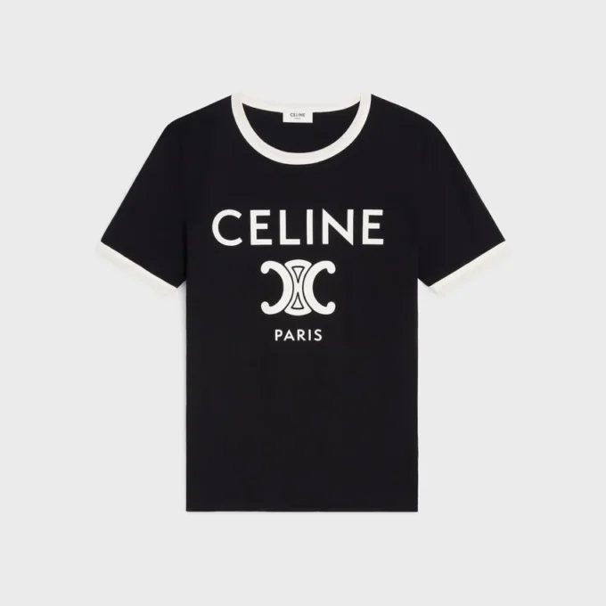 CELINE Paris T-shirt i bomullsjersey