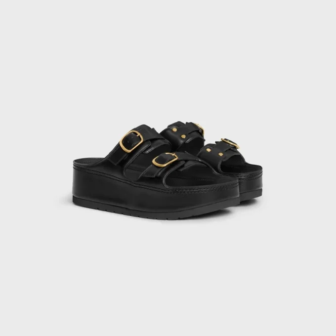 CELINE Polly Wedge Mule i kalvskinn CELINE Polly Wedge Mule i kalvskinn