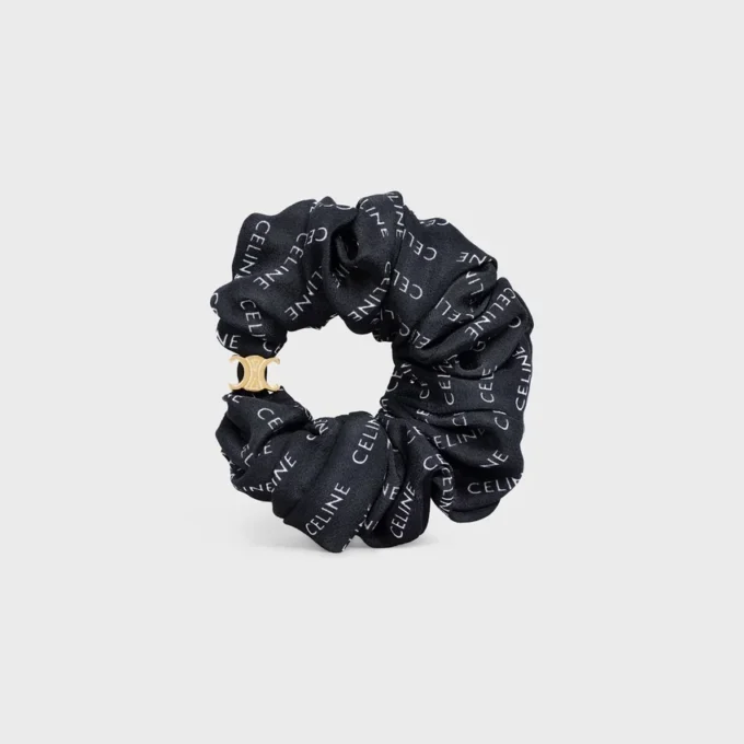 CELINE Scrunchy Rayure i siden och mässing med guldfinish