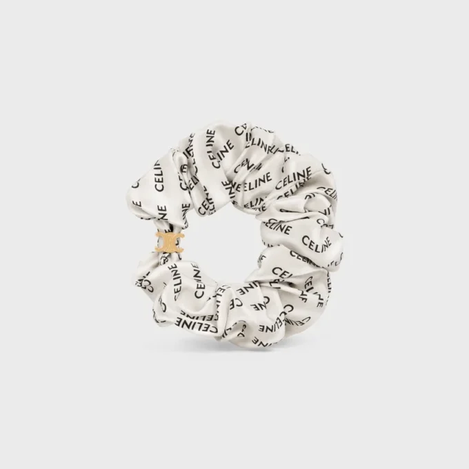 CELINE Scrunchy Rayure i siden och mässing med guldfinish