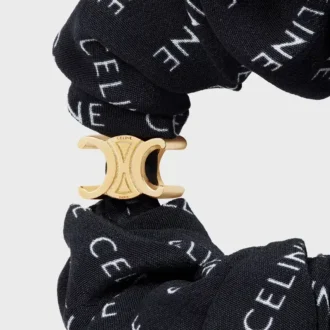 CELINE Scrunchy Rayure i siden och mässing med guldfinish