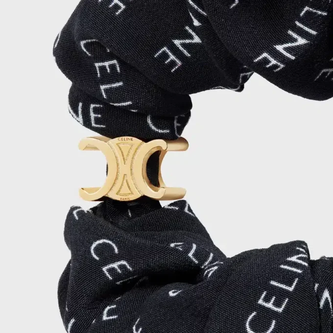 CELINE Scrunchy Rayure i siden och mässing med guldfinish