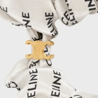 CELINE Scrunchy Rayure i siden och mässing med guldfinish