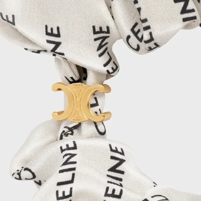 CELINE Scrunchy Rayure i siden och mässing med guldfinish
