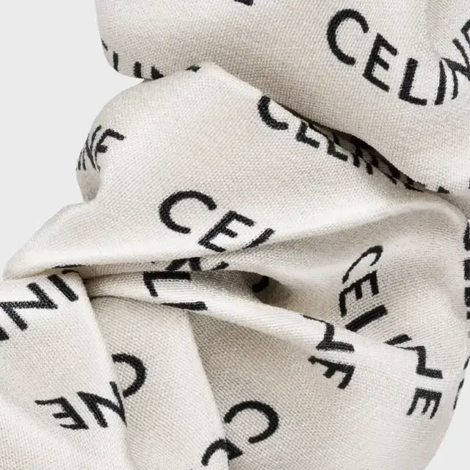 CELINE Scrunchy Rayure i siden och mässing med guldfinish