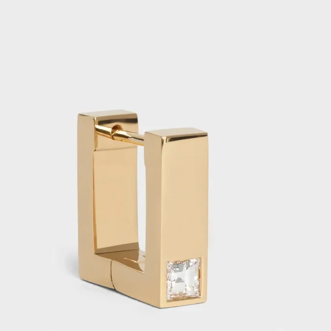 CELINE Sentimental Square örhänge i gult guld och diamant CELINE Sentimental Square örhänge i gult guld och diamant