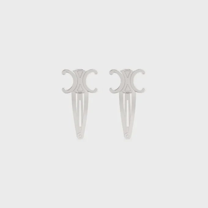 CELINE Set med 2 hårspännen i mässing med rodiumfinish och stål CELINE Set med 2 hårspännen i mässing med rodiumfinish och stål