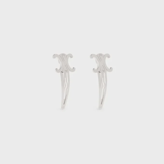 CELINE Set med 2 hårspännen i mässing med rodiumfinish och stål CELINE Set med 2 hårspännen i mässing med rodiumfinish och stål
