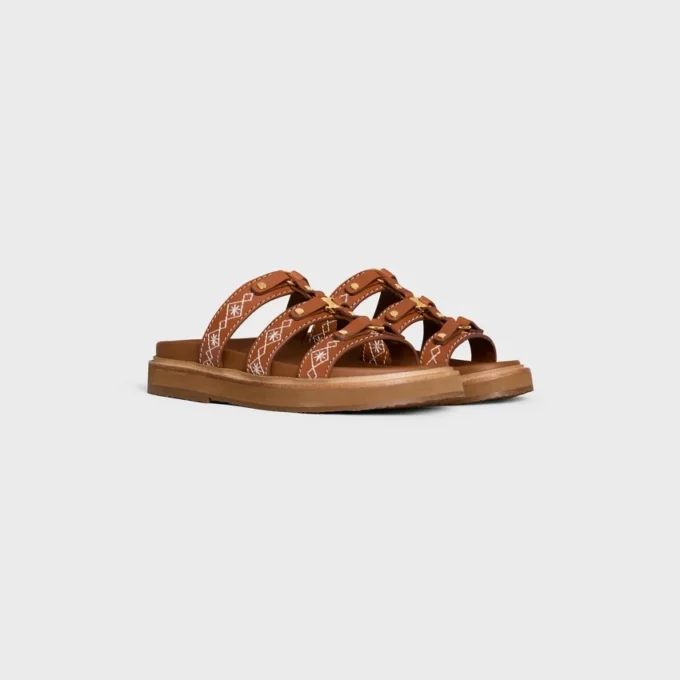 CELINE – Tippi Slide i broderat kalvskinn