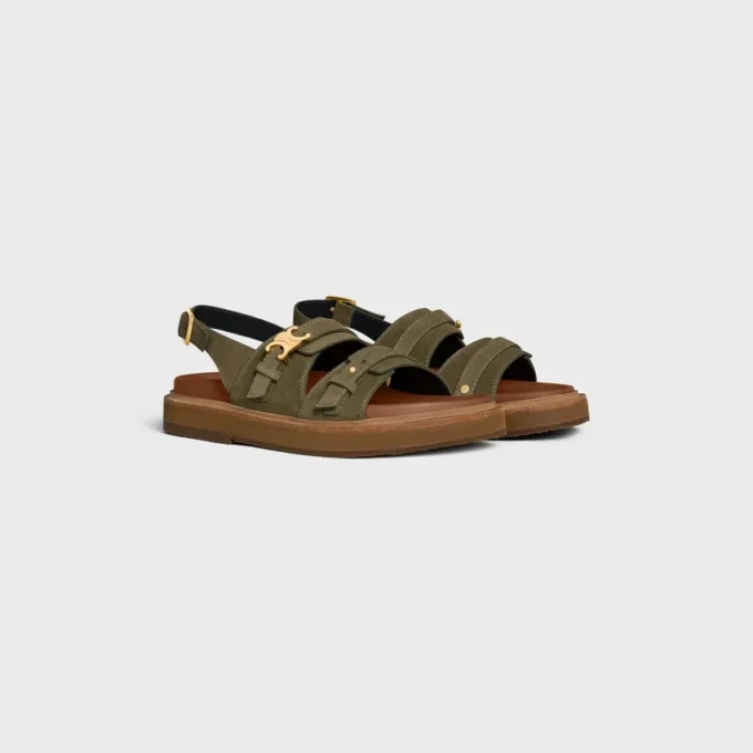 CELINE – Tippi Triomphe-sandal i mocka av kalvskinn