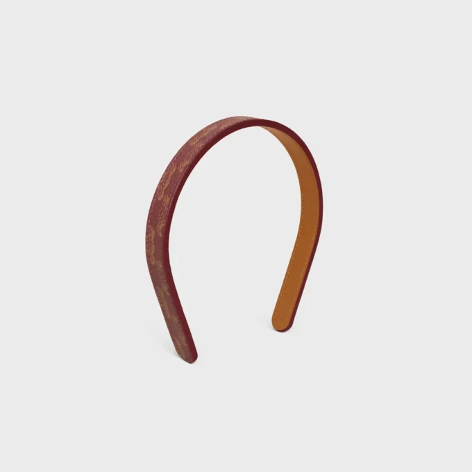 CELINE Toile Triomphe smalt hårband i lammskinn och Toile Triomphe CELINE Toile Triomphe smalt hårband i lammskinn och Toile Triomphe