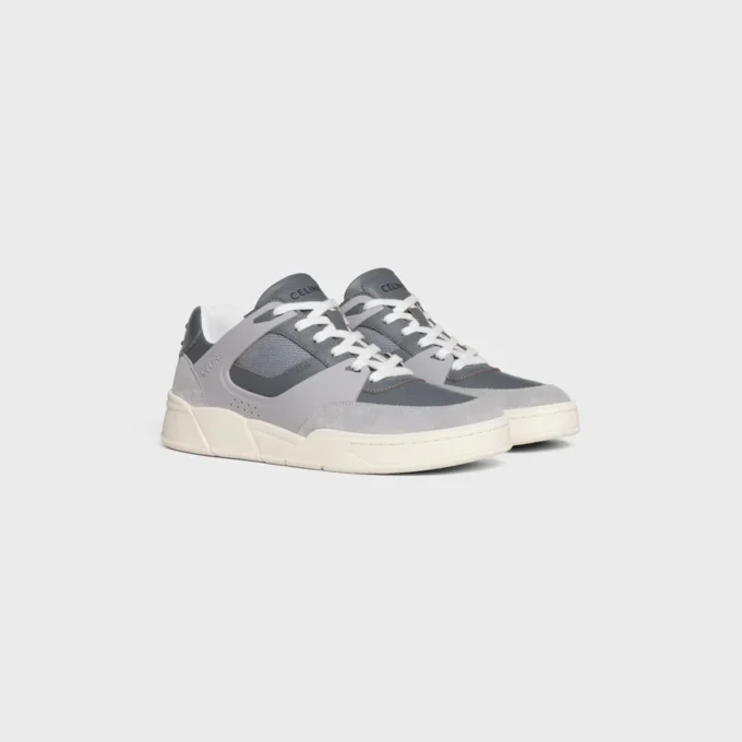 CELINE Trainer Ct-09 Låga snörskor i mocka, kalvskinn och mesh