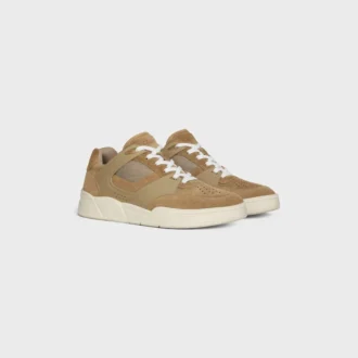 CELINE Trainer Ct-09 Låga snörskor i mocka, kalvskinn och mesh