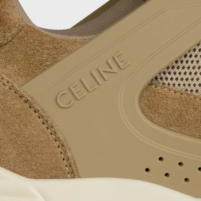 CELINE Trainer Ct-09 Låga snörskor i mocka, kalvskinn och mesh