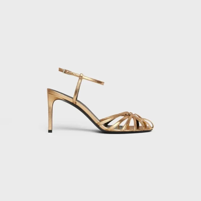 CELINE Triomphe-sandal i laminerat lammskinn