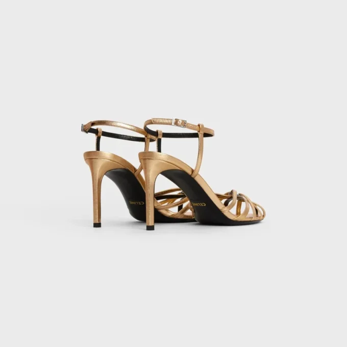 CELINE Triomphe-sandal i laminerat lammskinn