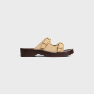 Cleo – sandal med dubbla remmar i mocka av kalvskinn