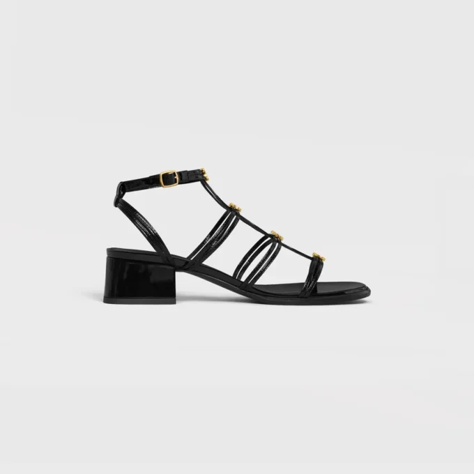 CléMence sandal med klack i glansigt kalvskinn CléMence sandal med klack i glansigt kalvskinn