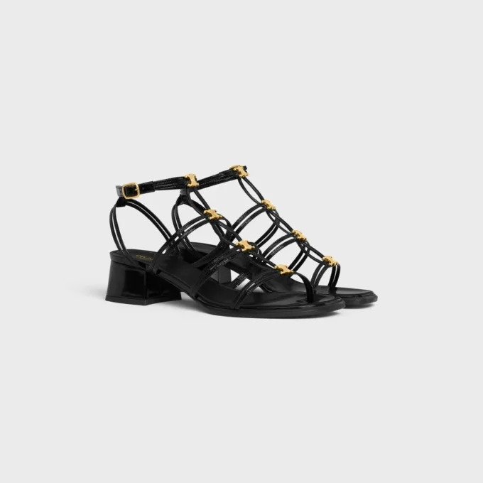 CléMence sandal med klack i glansigt kalvskinn CléMence sandal med klack i glansigt kalvskinn