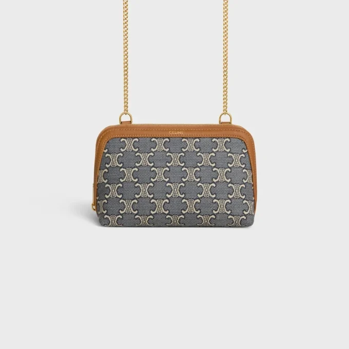 Clutch med kedja i Jacquard Triomphe All Over