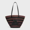 Couffin CELINE Classic Panier i randig raffia och kalvskinn Couffin CELINE Classic Panier i randig raffia och kalvskinn
